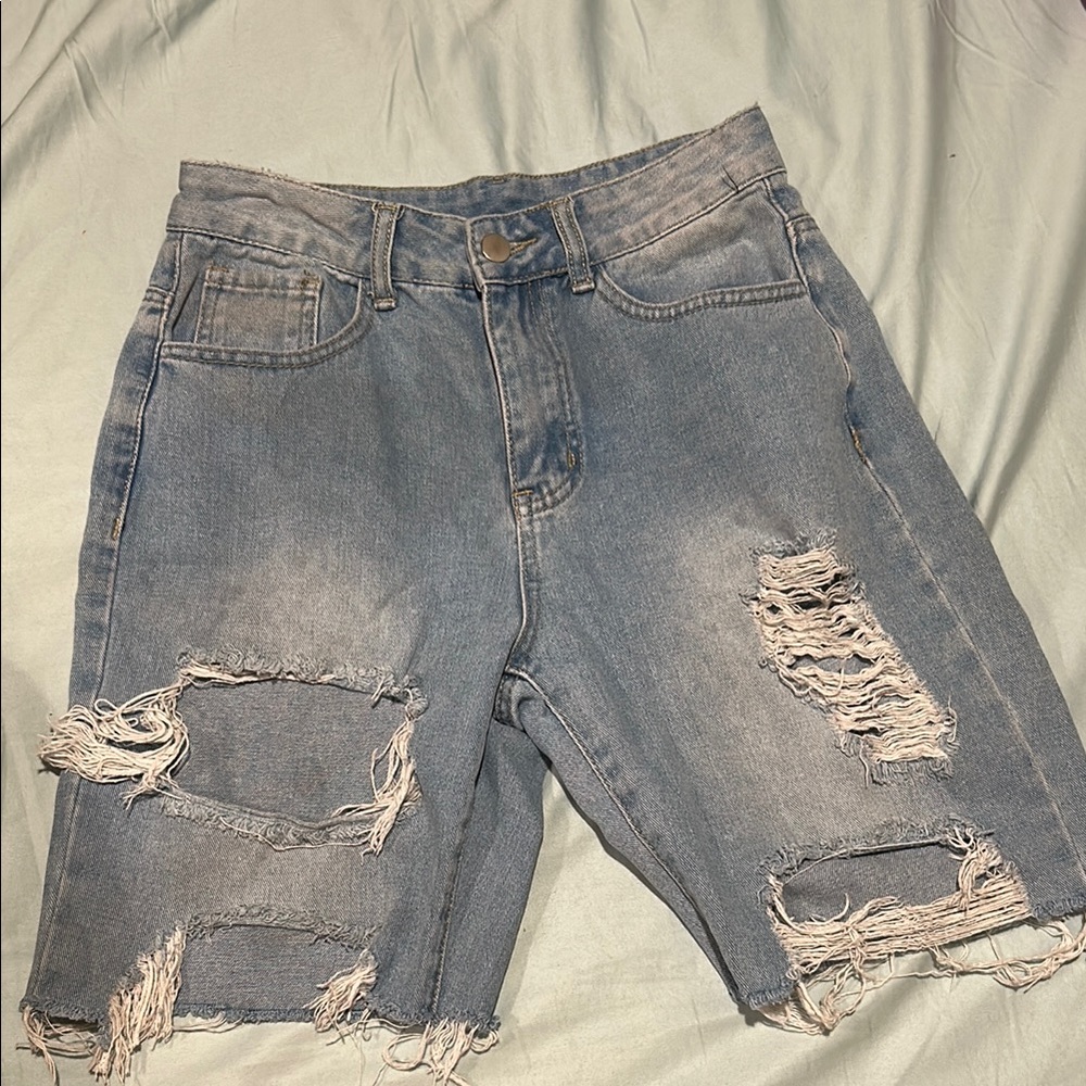 SHEIN Distressed Blue Jean Shorts